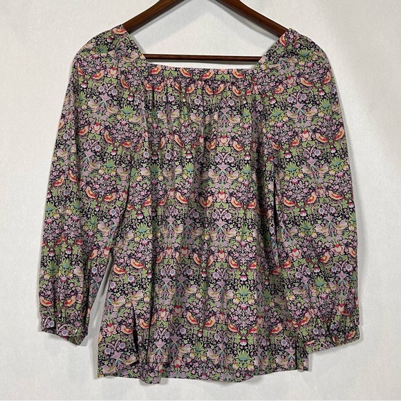 J. Crew Liberty Art Fabrics Strawberry Thief Peony Penny Birds Top - Picture 2 of 10